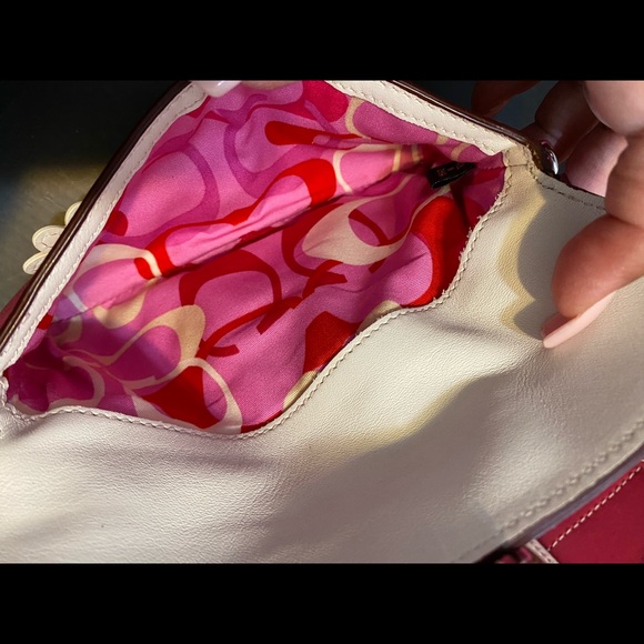 Coach Pink & Straw Georgous Bag + Wristlet - Picture 5 of 6